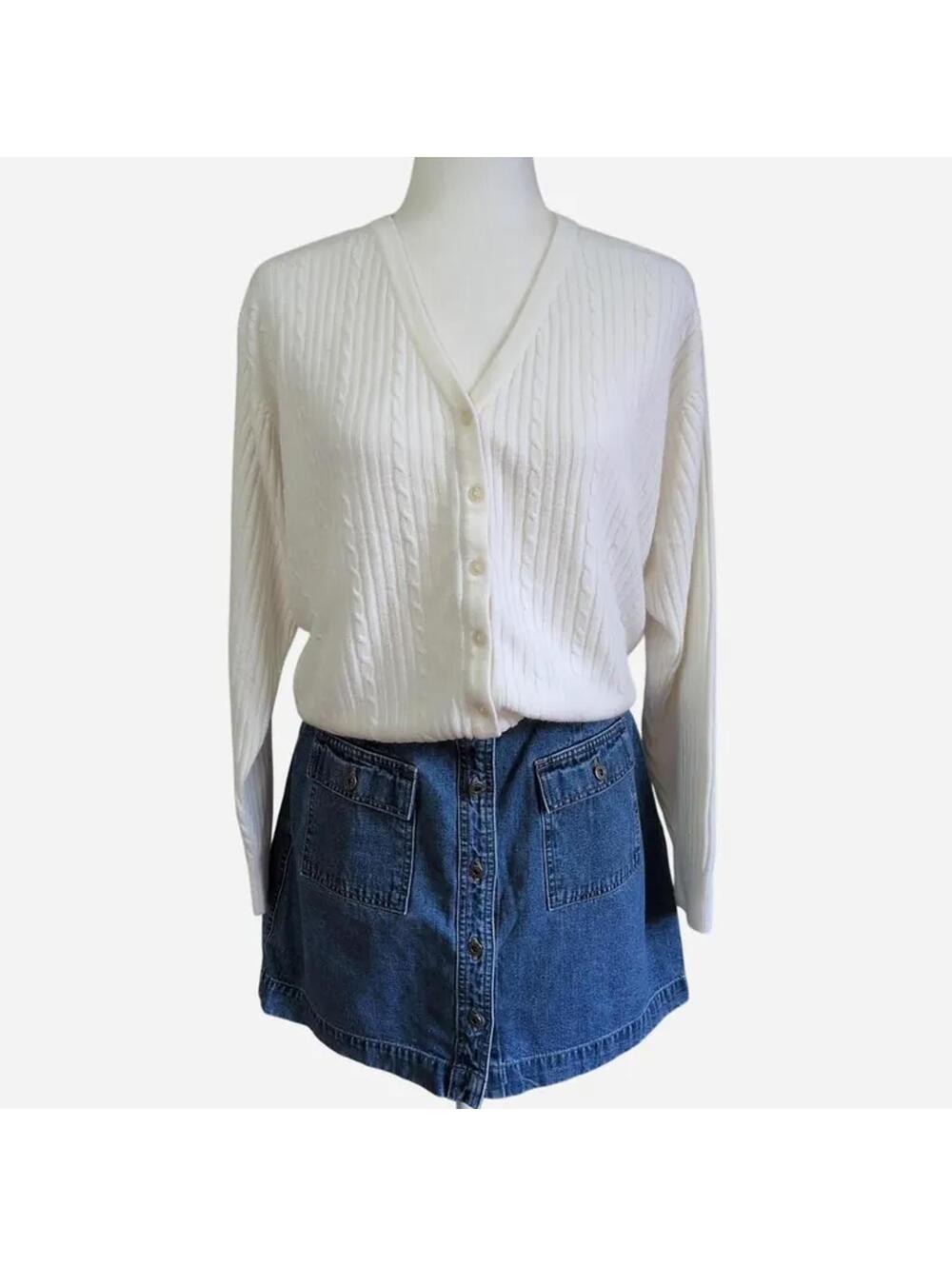 Vintage 90s Crystal-Kobe cream cardigan XL